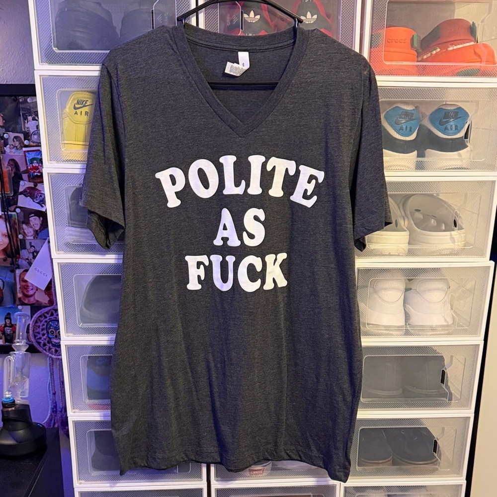 Gray V-Neck Graphic T-Shirt
